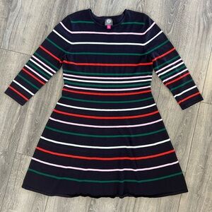 Vince Camuto Women’s Striped Crew Neck Long Sleeve Ottoman Knit Sweater Dress XL